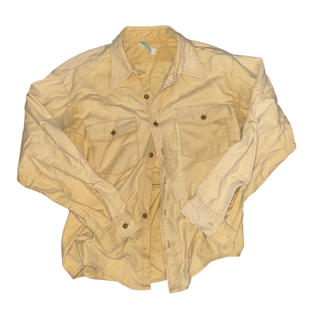 Vintage Burger Bros Minneapolis Yellow Long Sleeve Outdoor Work Shirt XL